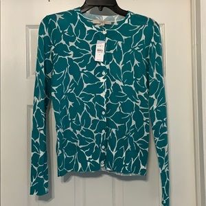 Teal and white button down cardigan